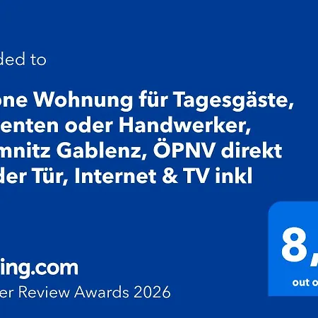 Schoene Fuer Tagesgaeste, Studenten Oder Handwerker, Gablenz, Oepnv Direkt Vor Der Tuer, Internet & Tv Inkl * Chemnitz